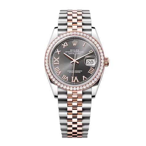 Đồng Hồ Rolex Datejust 36 Mặt Số Ghi Xám Nạm Kim Cương .